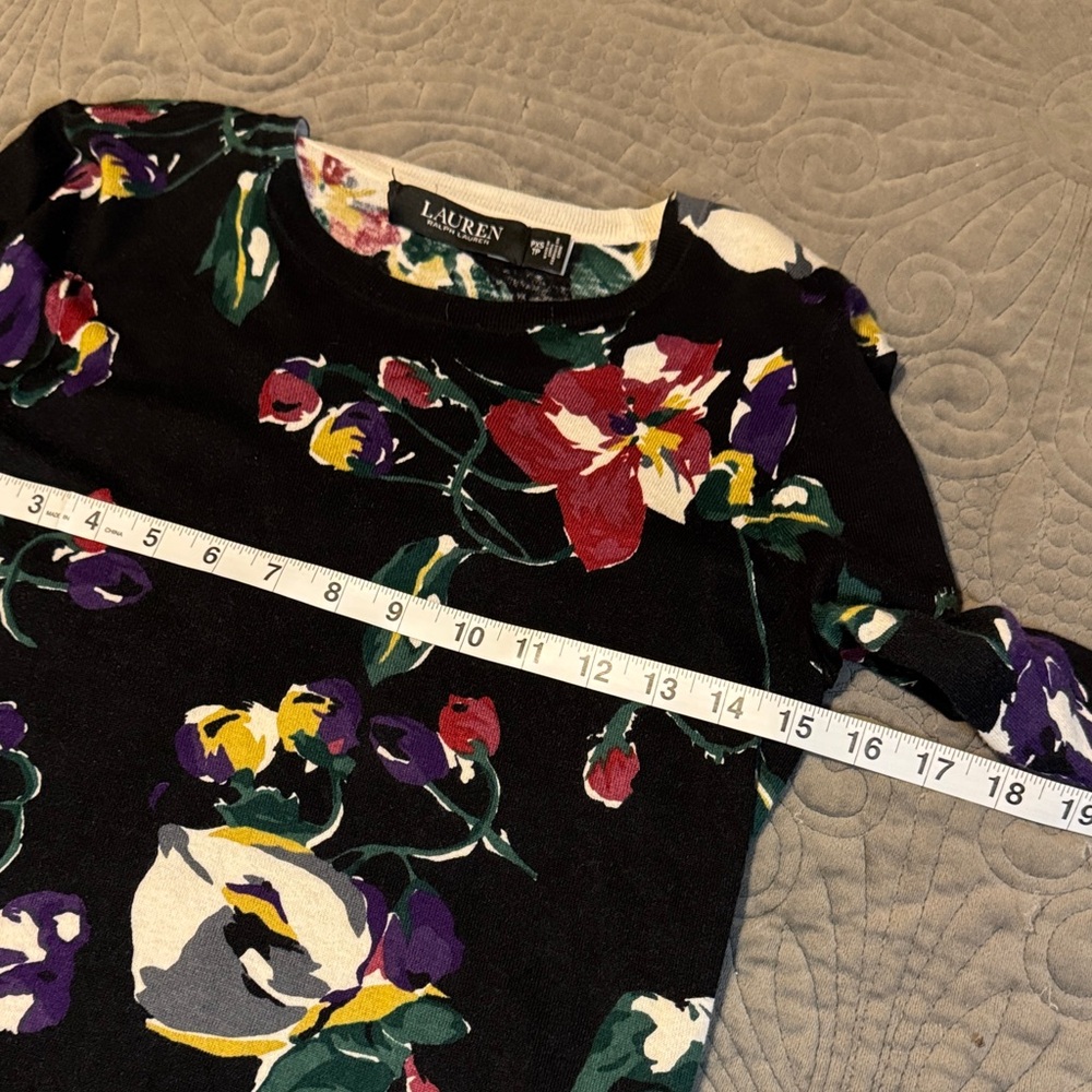 Lauren Ralph Lauren Black Floral Long Sleeve Top - Picture 8 of 10